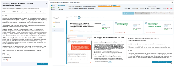Customer Development approach drafting a customer success introduction email for a new customer from known buyer motives